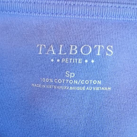Talbots Women's Lavender 100% Cotton Top 3/4 Length Sleeves Size Petite/Small - Picture 2 of 5